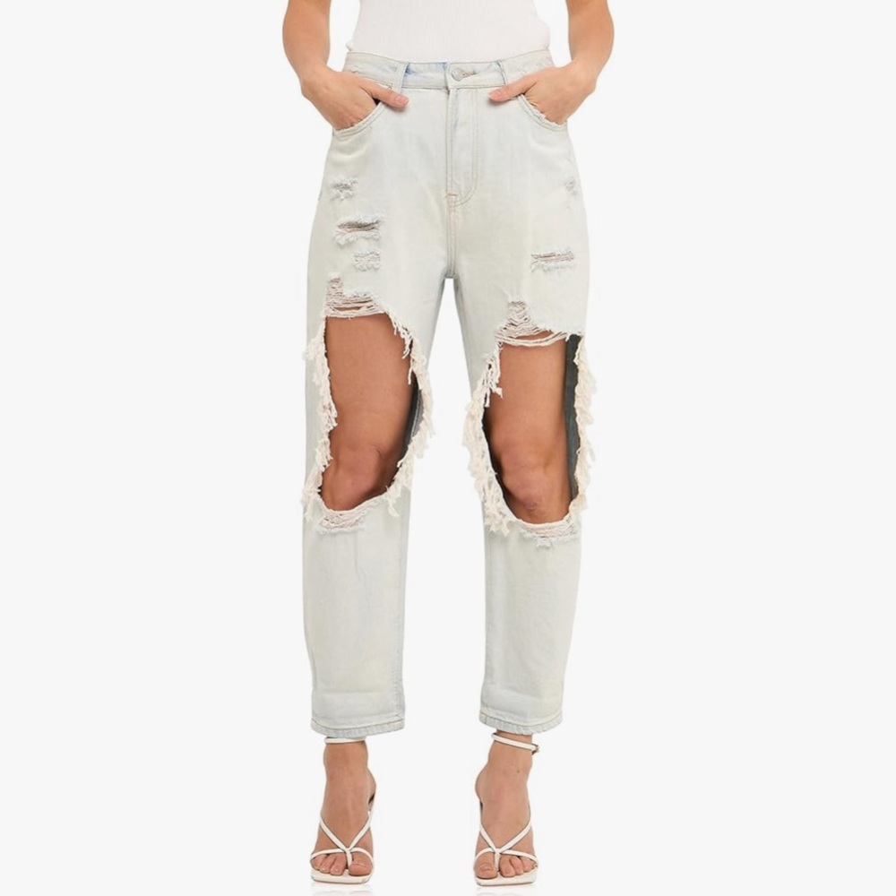 Women's Distressed Jeans Light Denim